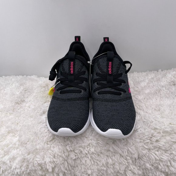 Adidas Running Shoes Girls 6 US Cloudfoam Pure K Black Pink Magenta Sneakers - Picture 2 of 10